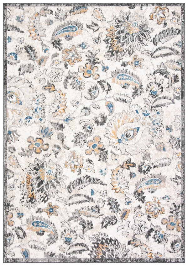 Liberty 700 Liberty 754 Country & Floral Power Loomed Polyester Rug Dark Grey / Ivory