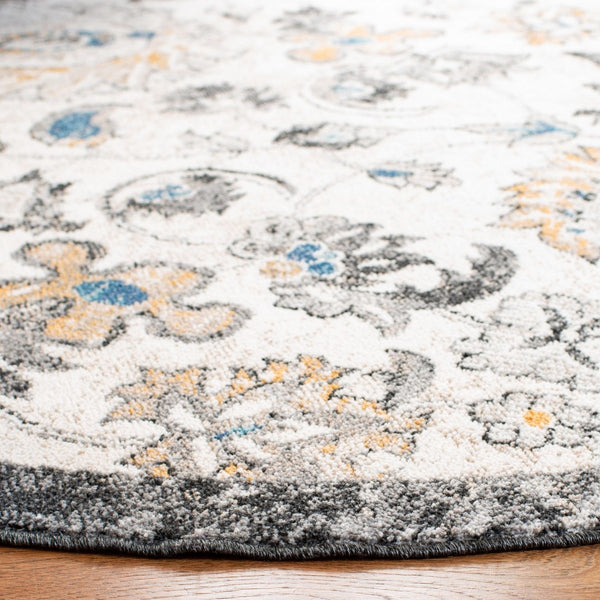 Liberty 700 Liberty 754 Country & Floral Power Loomed Polyester Rug Dark Grey / Ivory