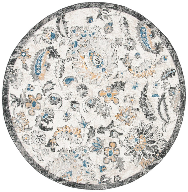 Liberty 700 Liberty 754 Country & Floral Power Loomed Polyester Rug Dark Grey / Ivory