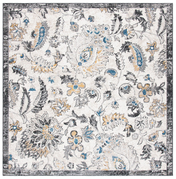 Liberty 700 Liberty 754 Country & Floral Power Loomed Polyester Rug Dark Grey / Ivory