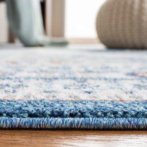 Liberty 700 Liberty 756 Traditional Power Loomed Polyester Rug Dark Blue / Ivory