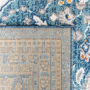 Liberty 700 Liberty 756 Traditional Power Loomed Polyester Rug Dark Blue / Ivory