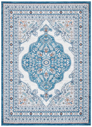 Liberty 700 Liberty 756 Traditional Power Loomed Polyester Rug Dark Blue / Ivory