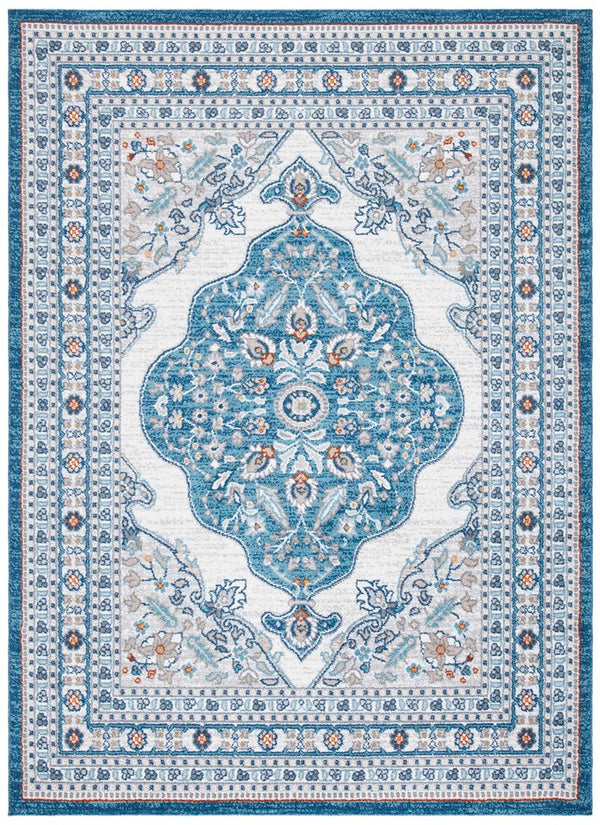 Liberty 700 Liberty 756 Traditional Power Loomed Polyester Rug Dark Blue / Ivory