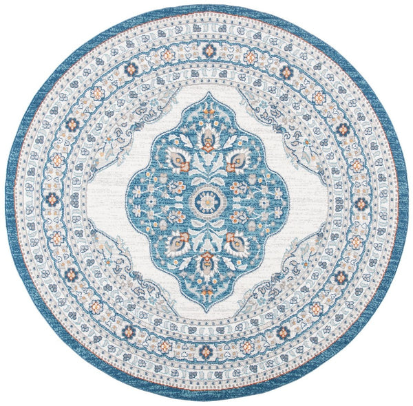Liberty 700 Liberty 756 Traditional Power Loomed Polyester Rug Dark Blue / Ivory