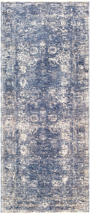 Lincoln LIC-2303 Traditional Polyester Rug LIC2303-3310 Navy, Denim, Sky Blue, Beige, White 100% Polyester 3'3" x 10'
