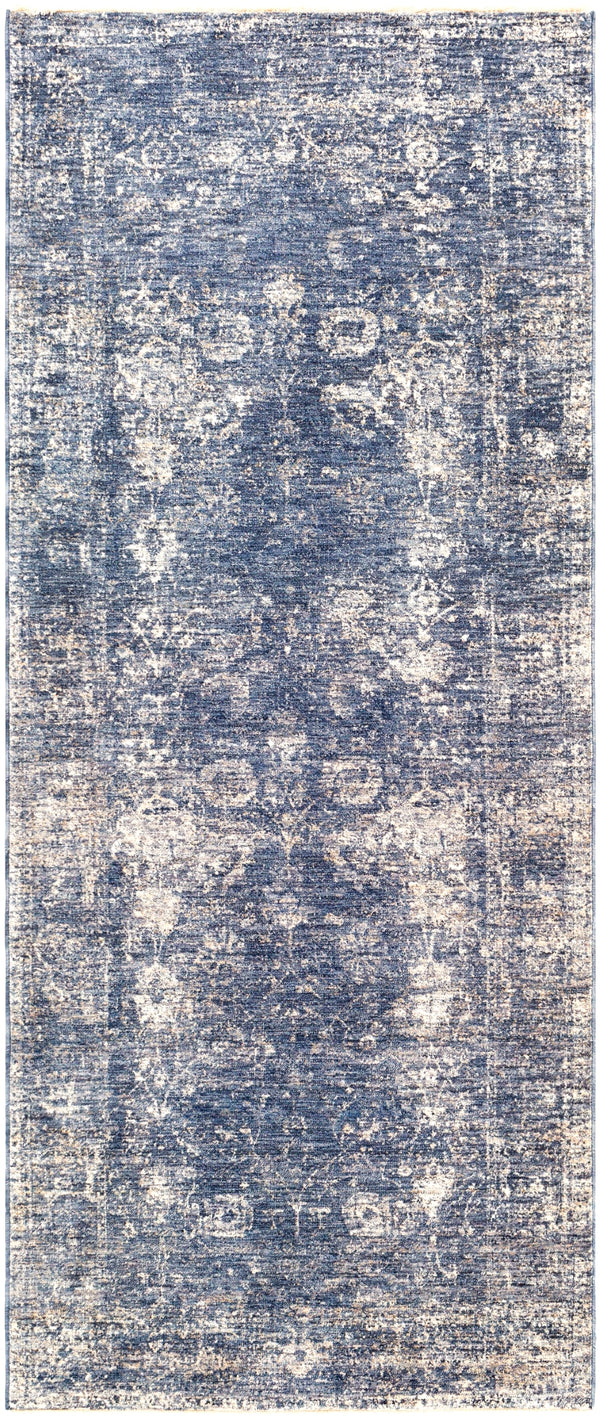 Lincoln LIC-2303 Traditional Polyester Rug LIC2303-3310 Navy, Denim, Sky Blue, Beige, White 100% Polyester 3'3" x 10'