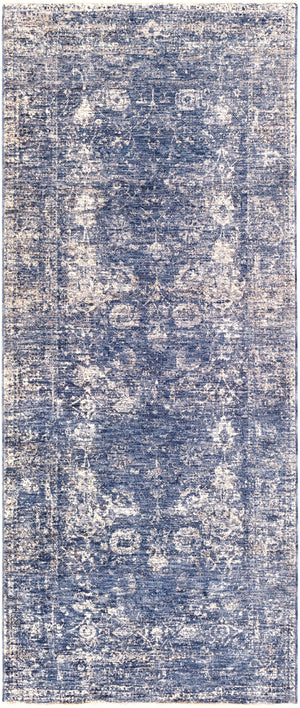 Lincoln LIC-2303 Traditional Polyester Rug LIC2303-338 Navy, Denim, Sky Blue, Beige, White 100% Polyester 3'3" x 8'