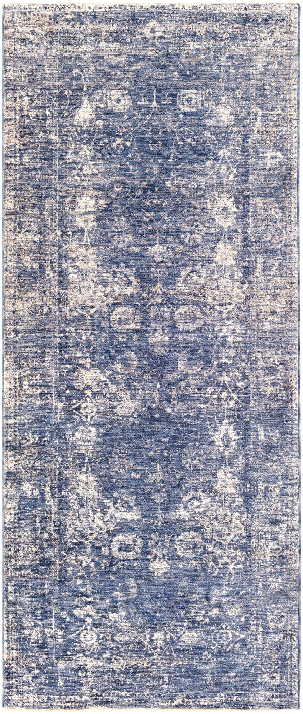 Lincoln LIC-2303 Traditional Polyester Rug LIC2303-338 Navy, Denim, Sky Blue, Beige, White 100% Polyester 3'3" x 8'