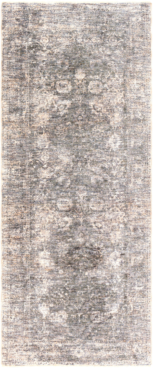 Lincoln LIC-2304 Traditional Polyester Rug LIC2304-338 Dark Green, Navy, Denim, Sky Blue, Beige, White 100% Polyester 3'3" x 8'