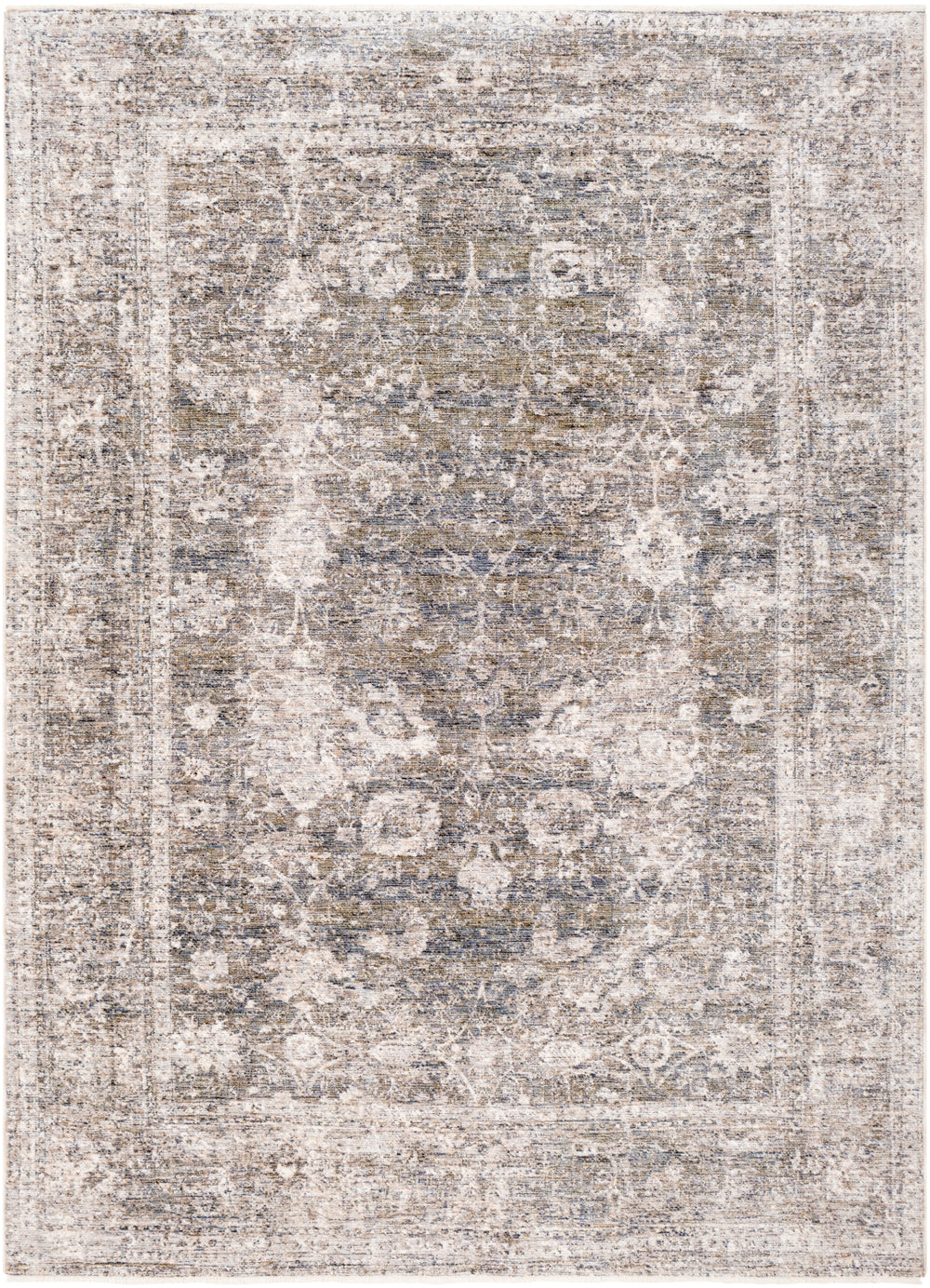 Lincoln LIC-2304 Traditional Polyester Rug LIC2304-9131 Dark Green, Navy, Denim, Sky Blue, Beige, White 100% Polyester 9' x 13'1"