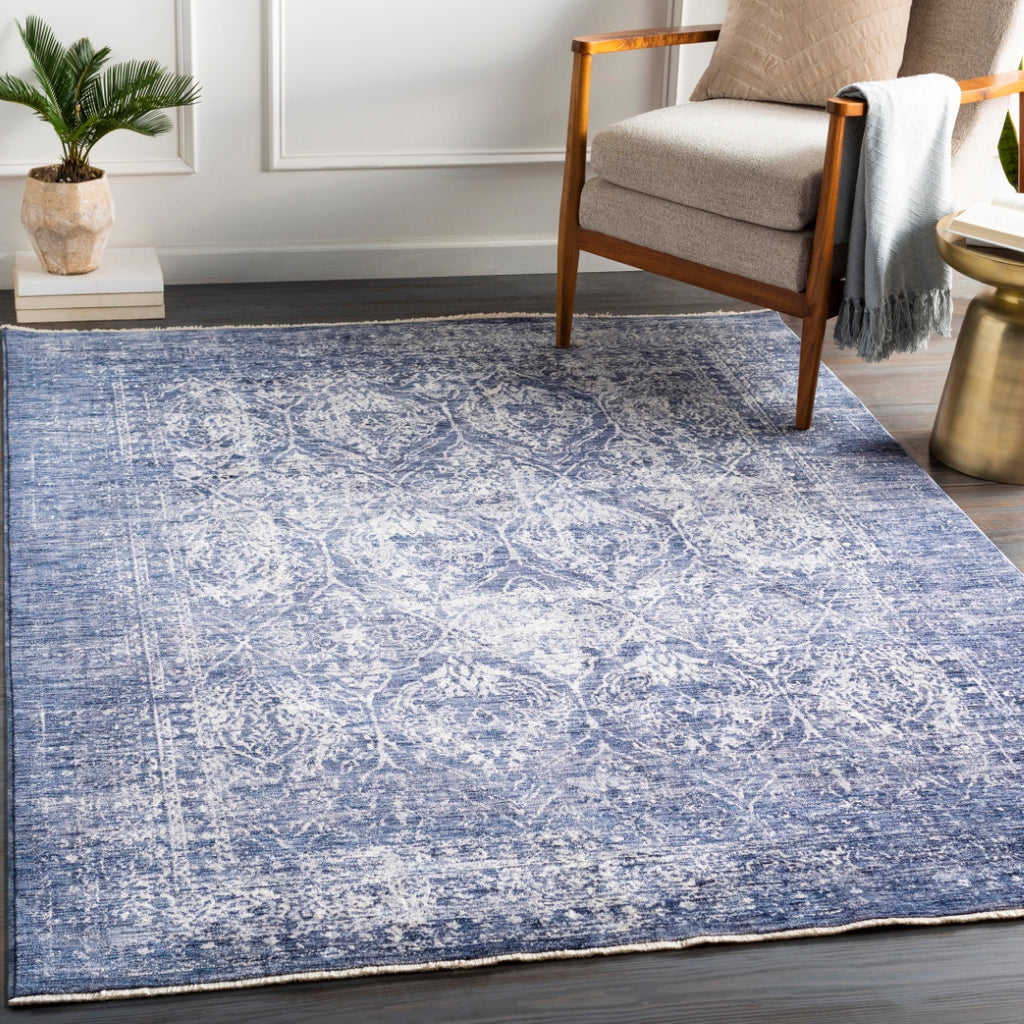 Lincoln LIC-2305 Traditional Polyester Rug LIC2305-9131 Navy, Denim, Sky Blue, Beige, White 100% Polyester 9' x 13'1"