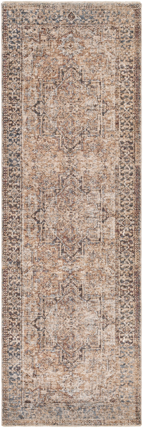 Lincoln LIC-2306 Traditional Polyester Rug LIC2306-3310 Navy, Dark Green, Denim, Beige, Sky Blue, Gold, White 100% Polyester 3'3" x 10'