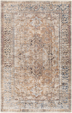 Lincoln LIC-2306 Traditional Polyester Rug LIC2306-582 Navy, Dark Green, Denim, Beige, Sky Blue, Gold, White 100% Polyester 5' x 8'2"
