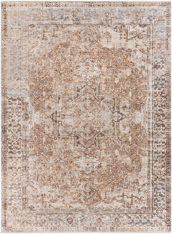 Lincoln LIC-2306 Traditional Polyester Rug LIC2306-9131 Navy, Dark Green, Denim, Beige, Sky Blue, Gold, White 100% Polyester 9' x 13'1"