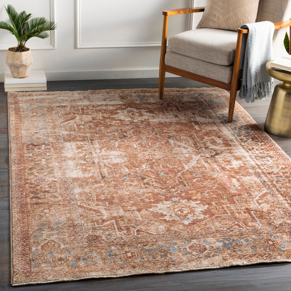 Lincoln LIC-2306 Traditional Polyester Rug LIC2306-582 Navy, Dark Green, Denim, Beige, Sky Blue, Gold, White 100% Polyester 5' x 8'2"
