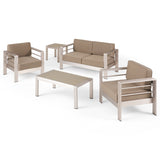 Cape Coral Outdoor 4 Seater Aluminum Chat Set with Side Table