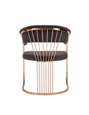VIG Furniture Modrest Linda - Modern Black Velvet and Rosegold Dining Chair VGZA-Y429-RG-BLK-DC