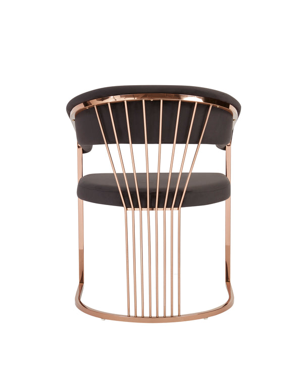 VIG Furniture Modrest Linda - Modern Black Velvet and Rosegold Dining Chair VGZA-Y429-RG-BLK-DC