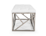 VIG Furniture Modrest Lindsey Modern White Leatherette & Stainless Steel Bench VGRH-RHS-OT-201-WHT