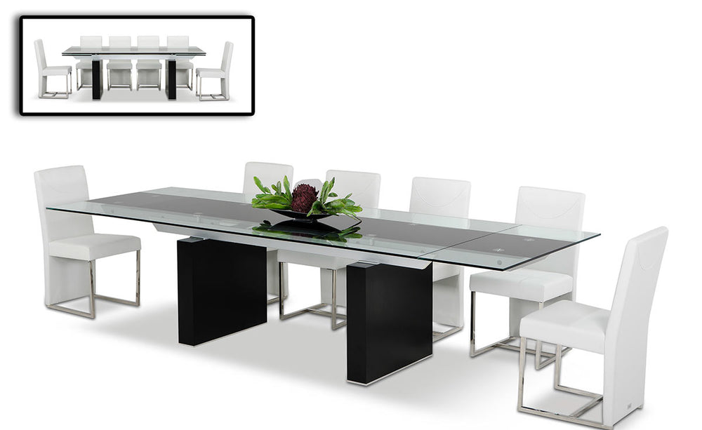 VIG Furniture Modrest Lisbon - Extendable Glass Dining Table VGGU-328L-B