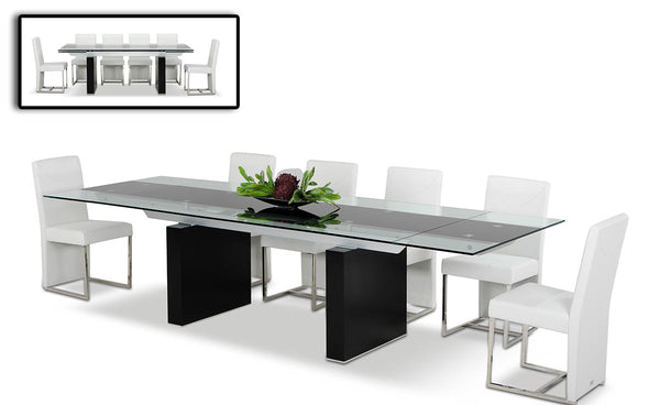 VIG Furniture Modrest Lisbon - Extendable Glass Dining Table VGGU-328L-B