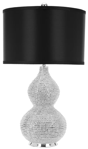 Safavieh Nicole, 24.5 Inch, Silver, Resin/Iron Table Lamp Set Of 2 W/ Usb Port – Black Shades​ -Set Of 2 Silver Resin LIT4014A-SET2-U