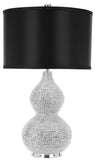 Nicole, 24.5 Inch, Silver, Resin/Iron Table Lamp Set Of 2 W/ Usb Port – Black Shades - Set of 2