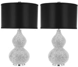 Safavieh Nicole, 24.5 Inch, Silver, Resin/Iron Table Lamp Set Of 2 W/ Usb Port – Black Shades​ -Set Of 2 Silver Resin LIT4014A-SET2-U