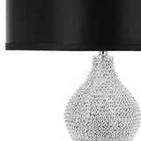 Safavieh Nicole, 24.5 Inch, Silver, Resin/Iron Table Lamp Set Of 2 W/ Usb Port – Black Shades​ -Set Of 2 Silver Resin LIT4014A-SET2-U