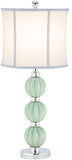 Safavieh - Set of 2 - Stephanie Lamp Globe 28" Green Off White Silver Chrome Cotton Ceramic Metal LIT4018A-SET2 683726519379