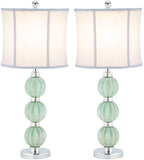 Safavieh - Set of 2 - Stephanie Lamp Globe 28" Green Off White Silver Chrome Cotton Ceramic Metal LIT4018A-SET2 683726519379