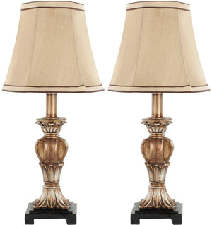 Safavieh - Set of 2 - Gabriella Lamp Mini Urn 17" Gold Beige Polyester Resin LIT4032A-SET2 683726661535