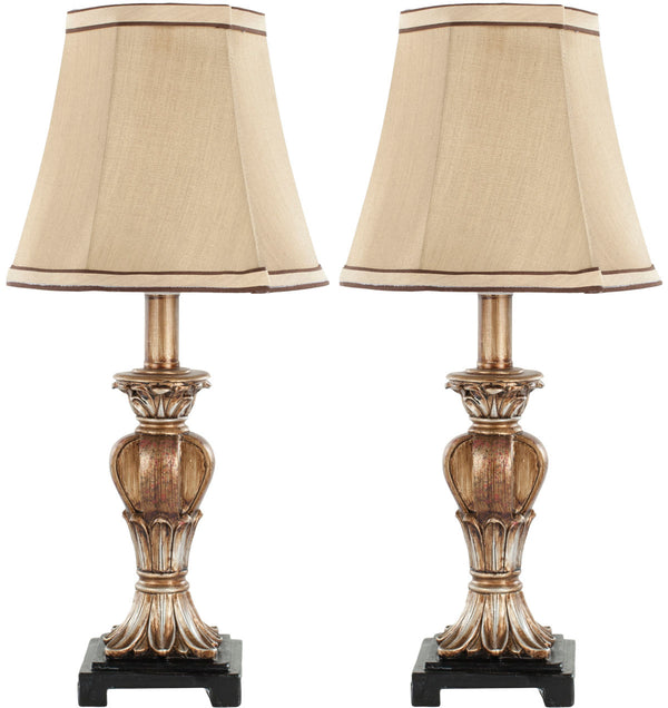 Safavieh - Set of 2 - Gabriella Lamp Mini Urn 17" Gold Beige Polyester Resin LIT4032A-SET2 683726661535