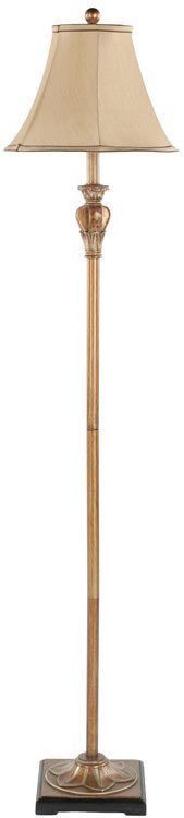 Safavieh Paola Floor Lamp 61" Gold Beige Polyester Resin Metal LIT4034A 683726461159