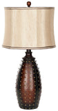 Safavieh - Set of 2 - Santa Lamp Faux Leather 28.5" Brown Beige Gold Polyester Resin LIT4038A-SET2 683726519522