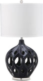 Safavieh Regina Table Lamp Ceramic 29" Navy Off White Silver Clear Cotton LIT4040B 683726717065