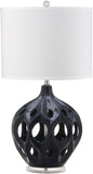 Safavieh Regina Table Lamp Ceramic 29" Navy Off White Silver Clear Cotton LIT4040B 683726717065