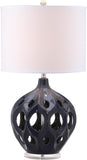 Safavieh Regina Table Lamp Ceramic 29" Navy Off White Silver Clear Cotton LIT4040B 683726717065