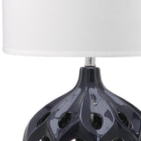 Safavieh Regina Table Lamp Ceramic 29" Navy Off White Silver Clear Cotton LIT4040B 683726717065