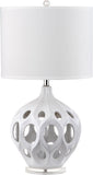 Safavieh Regina Table Lamp Ceramic 29" White Silver Clear Cotton LIT4040C 683726717072