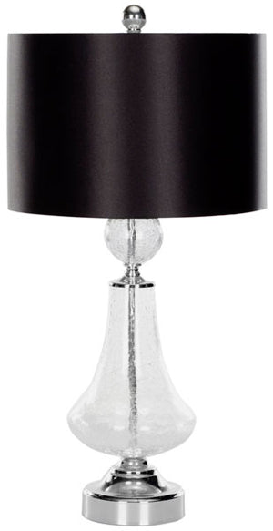 Safavieh - Set of 2 - Table Lamp Clear Crackle Glass 25.5" Black Silver Chrome Polyester LIT4047A-SET2 683726519645