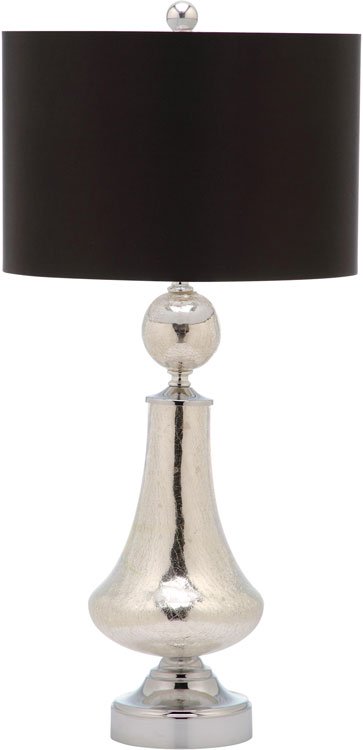 Safavieh - Set of 2 - Table Lamp Mercury Crackle Glass 25.5" Ivory Silver Black Chrome Polyester LIT4047B-SET2 683726702412