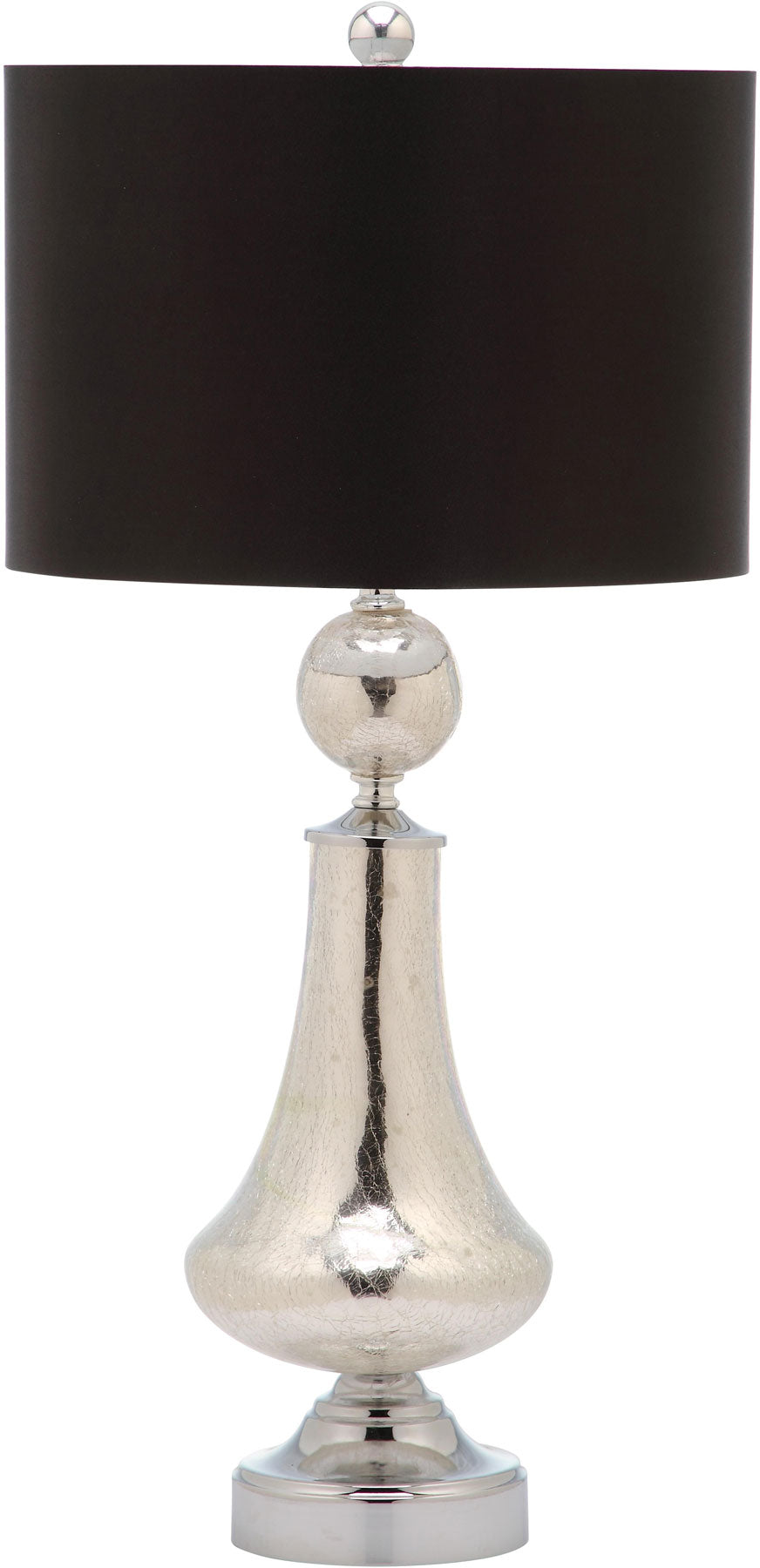 Safavieh - Set of 2 - Table Lamp Mercury Crackle Glass 25.5" Ivory Silver Black Chrome Polyester LIT4047B-SET2 683726702412