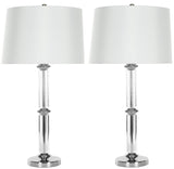 Safavieh - Set of 2 - Vendome Table Lamp Crystal 28.5" Clear White Silver Cotton Polyester LIT4049A-SET2 683726519690