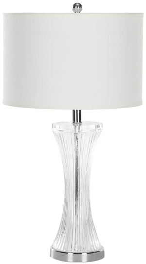 Safavieh - Set of 2 - Zelda Table Lamp Glass 25" Clear Off White Silver Chrome Cotton LIT4051A-SET2 683726519751