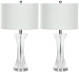 Safavieh - Set of 2 - Zelda Table Lamp Glass 25" Clear Off White Silver Chrome Cotton LIT4051A-SET2 683726519751