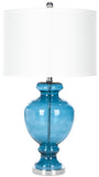 Safavieh - Set of 2 - Morocco Table Lamp Glass 27" Blue Off White Silver Chrome Cotton LIT4052A-SET2 683726519799