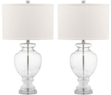 Safavieh - Set of 2 - Morocco Table Lamp Glass 27" Clear Off White Silver Chrome Cotton LIT4052B-SET2 683726702436