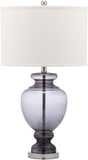 Safavieh - Set of 2 - Morocco Table Lamp Glass 27" Smoking Grey Off White Silver Chrome Cotton LIT4052C-SET2 683726702559